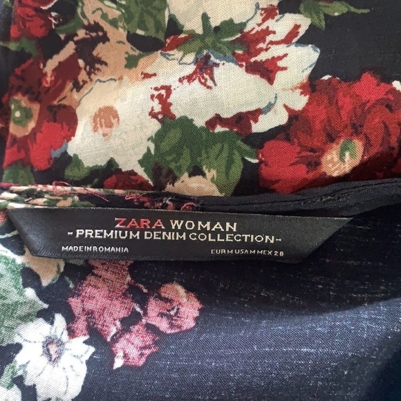 Zara Black Floral Tunic Tie Sleeves Shift Mini Dress Size M - Picture 10 of 11